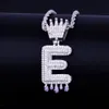 Anpassat namn Crown Bail Purple Drip Letters Halsband hänge för män Kvinnor Guldfärg Cubic Zircon Hip Hop Jewelry233P7869081