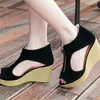 Wedges Sandals High Heel Platform Heels European American 2019 Kvinnor Sommar Sandaler För Kvinnor Hollow Tjock Bottom Fish Mouth Shoes