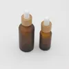 15 ml 30 ml Frosted Amber Glass Fles Dropper met Bamboe Cap 1oz Wooden Essential Oil Flessen 50ml