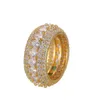 5 fileira sólido anel homens 18k cobre charme ouro cor de prata gelo fora cúbico zircão anel gelado moda hip hop jóias