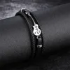 Unique Stainless Steel Guitar Bracelets Customized Logo Leather Bracelet for Men Rope Bangle Drop shipping