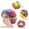 2PCS/SET Stain Silky Big Bonnet for Parent Kids African Print Ankara Bonnet Women Children Sleep Cap Headwrap Hat Hair Wrap