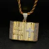 Mode guld nya pläterade CZ kubiska zirkoniuminläggningsheliga bibel korskedjan halsband personaliserade mens hip hop rappar smycken gåvor till killar