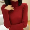 Fashion-Autumn Long Sleeve Sweaters Pullovers Pullover Turtleneck Women Pullover Female Jumper Streetwear Knitted Tops Black Red