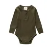 Manga Longa Algodão Bodysuit Bebê Macacão Meninos Sólidos Jumpsuits Recém-nascido Triângulo Boton Playsuit Casual Boutique AzyQ6674