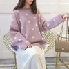 Suéteres de mujer Fitshinling Kawaii Kawaii Suéter de lunares Mujeres Ropa de invierno de manga larga Polón suelto Jersey Puente Lindo Pull