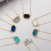 Wholesale-Fashion Druzy Drusy Pendant Necklaces Silver Gold Plated Popular Faux Stone Turquoise Necklaces For Women Lady Jewelry