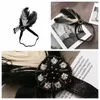 Baffle headband headdress black feather butterfly headband hair accessory with crystal