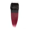 Fasci di tessuto per capelli lisci peruviani Ombre con chiusura 1BBTrame di capelli umani Remy colorati bicolore bordeaux con chiusura 99J Vino R8828598