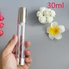 15ml 30ml Botellas de bomba sin aire vacías Embalaje Plata Transparente Viajes Vacío Cosméticos Envases Botella de plástico 100 unids / lote