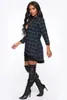 new mini dovetail stitching Houndstooth nine points sleeve shirt dress