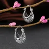 V.ya 2018 Vintage Flower Hoop Örhängen 925 Sterling Silver Örhängen Brincos Kvinnor Mamma Daggåva Fina Smycken J190629