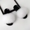 Hot Sale-Real Fox Fur Pantofle Slajdy Buty Furry Furry Fill Slipper Flip Flops Sandals Sliders Drag Sandal Summet Buty Kobiety