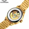 Reloj masculino GUANQIN marca de lujo esqueleto dragón dorado reloj de acero inoxidable hombres negocios reloj de pulsera mecánico automático