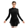 New Women Adult Figure Ice Skating Dress Shiny Rhinestones Long Sleeves Keyhole Back Roller Skating Leotard Ballet Dance Costume