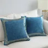 Veludo Cinza Azul Capa de Almofada Bordado 45x45 / 60x60cm Descanso decorativo para sofá-cama soft throw almofada de travesseiro Funda Cojin