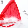 ALINRY Sexy Dessous-Set, Weihnachten, Erotik, Damen-Unterwäsche, Netz, transparent, Schnürung, Neckholder, Feder-BH, Miniröcke, Porno-Kostüme