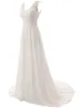 Stock A-Line Ivory V Neck Wedding Dresses Bridal Gowns With Appliques Floor-Length Wedding Party Size 16w QC1401