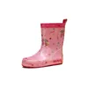 Hot Sale-Candy Colors Rain Boots Printing Pink Rainbow Cute Girls Babies Kids Waterproof Shoes 2016 New kinderen regenlaarzen Pink Happy Gar