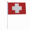 14x21cm en plastique Pôle Suisse Drapeau à la main personnalisée bon marché Impression bannière Hanging publicité, expédition intérieur, extérieur gratuit