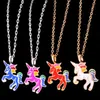 12 colors Fashion Unicorn Necklace for Girls Children Kids Enamel Cartoon Horse Jewelry Women Animal Pendant Necklace