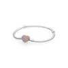 Boucle d'amour ronde 925 Bracelets de charme de coeur sterling avec boîte Fit Pan Perles Bijoux Bracelet Bracelet en argent véritable pour les femmes W220