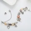 Whole-Charm Beaded Bracelet for Jewelry Silver Plated DIY Peach Heart Pendant Bracelet with Box Valentine's Day Gift223j