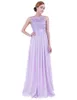 New Jewel Bridesmaid Dress Summer Lace and Chiffon Beach Wedding Party Gowns Long A-line U-Back Bridesmaid