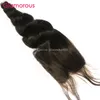 Glamorous Brazylijski Dziewiczy Ludzki Włosy Koronki Zamknięcie Natural Black Loose Wave 4x4 Koronkowy Zamknięcie Peruwiański Indian Malezyjski Włosy Top Koronki Zamknięcie