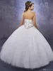 Weiße Ballkleid-Quinceanera-Kleider mit goldenen Perlenverzierungen, gratis Bolero-Perlen-Tüll, wunderschönes Sweet 15 16-Kleid