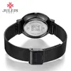 Julius Ja-426 Men's Silver Gold Brown Black Mesh rostfritt st￥l kvarts Analog diamante Dial mode Casual Waterproof Watch253h