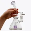 14.4mm Bowl Purple Inner Glass Bong Glass Beaker Dab Headys Mini Water Pipe Thick Wax Smoking Hookah 7 Inch Tall