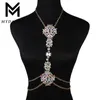 Moda Kobiety Naszyjnik Bodychain Biżuteria Luksusowy Kryształ Rhinestone Kwiat Brzuch Body Złoto Łańcuch Letnie Plaża Biżuteria Akcesoria