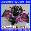 Injection Mold Body+Tank For HONDA CBR 250RR 250R CBR250RR 88 89 261HM.16 CBR 250 RR MC19 CBR250 RR Rose black new 1988 1989 Fairings Kit