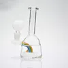 6 inch Rainbow oil rig hookah mini white dab glass bong showerhead perc small glass water pipe with 14mm bowl