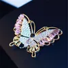 Haut de gamme luxe 18k plaqué or papillon broche flash diamant micro-incrusté zircon broche manteau simple sauvage femmes broche accessoires cadeau