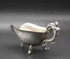 Tasse d'oreille en argent tibétain, sculpture folklorique chinoise de trois pieds de Dragon