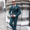 Men Suit Dark Green Slim Fit Casual Wedding Groom Wear Tuxedos Custom Made Costume Blazer Best Man Prom Terno Masculino Jacket Pants 2Piece