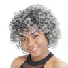 ZM Newstyle 12quot Short Afro Wigs Synthetic Mixed Ombre Grey Kinky Curly Wig for BlackWhite Women High Temperature Fiber Ameri4435577