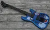 Özel Tom Morello kolu evsiz metal mavi elektrikli gitar kopya EMG Pikaplar Floyd Rose Tremolo Köprü Kilitleme Somun Siyah HA8877894