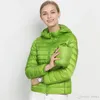 Dames Ultra Light Down Jacket Hooded Winter Duck Down Jassen Vrouwen Slanke Lange Mouwen Parka Rits Jassen Zakken Vaste stof