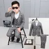 Bambini Blazer Gilet Pantaloni 3 pezzi Set di abbigliamento Ragazzi Plaid Abiti da ballo formali Abiti da festa di nozze Spettacoli per bambini Costume da ballo5594584