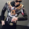 Designer 3D Eagle Print Men Shirt Dress Long Sleeve Casual Slim Fit Mens Social Shirts Night Club Bar Streetwear Clothes Camisa MX6369339