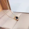 necklace sterling silver 18K gold natural stone round couple necklace with gift box