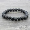 Lava Stone Beads Bracelets Natural Black Elastic Bracelet Volcanic Rock Beaded Hand Strings Yoga 7 Chakra men Bracelet1874460