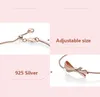 Women CZ Diamond 18K Rose gold Brilliant Bow Bracelet Original Box for 925 Silver bowknot Adjustable size Hand Chain Bracelet Set9119800