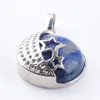 Wojiaer Natural Crystal Agate Stone Pendant Smycken Opal Agates Aventurine Round Moon Stars Back Hollow Design DBN367