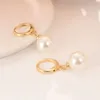 Big Bead Ball Pendant 18 K Gold GF Drop Dangle Earrings for Women Simulated Pearl