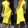 Kvinnors avslappnade klänningar bodycon en axel klänning damer fest kväll midi robe femme longubandage klänningar vestidos