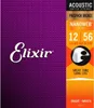 1 Set Elixir 16077 Corde per chitarra medio-leggera in bronzo fosforoso Nanoweb 12-56